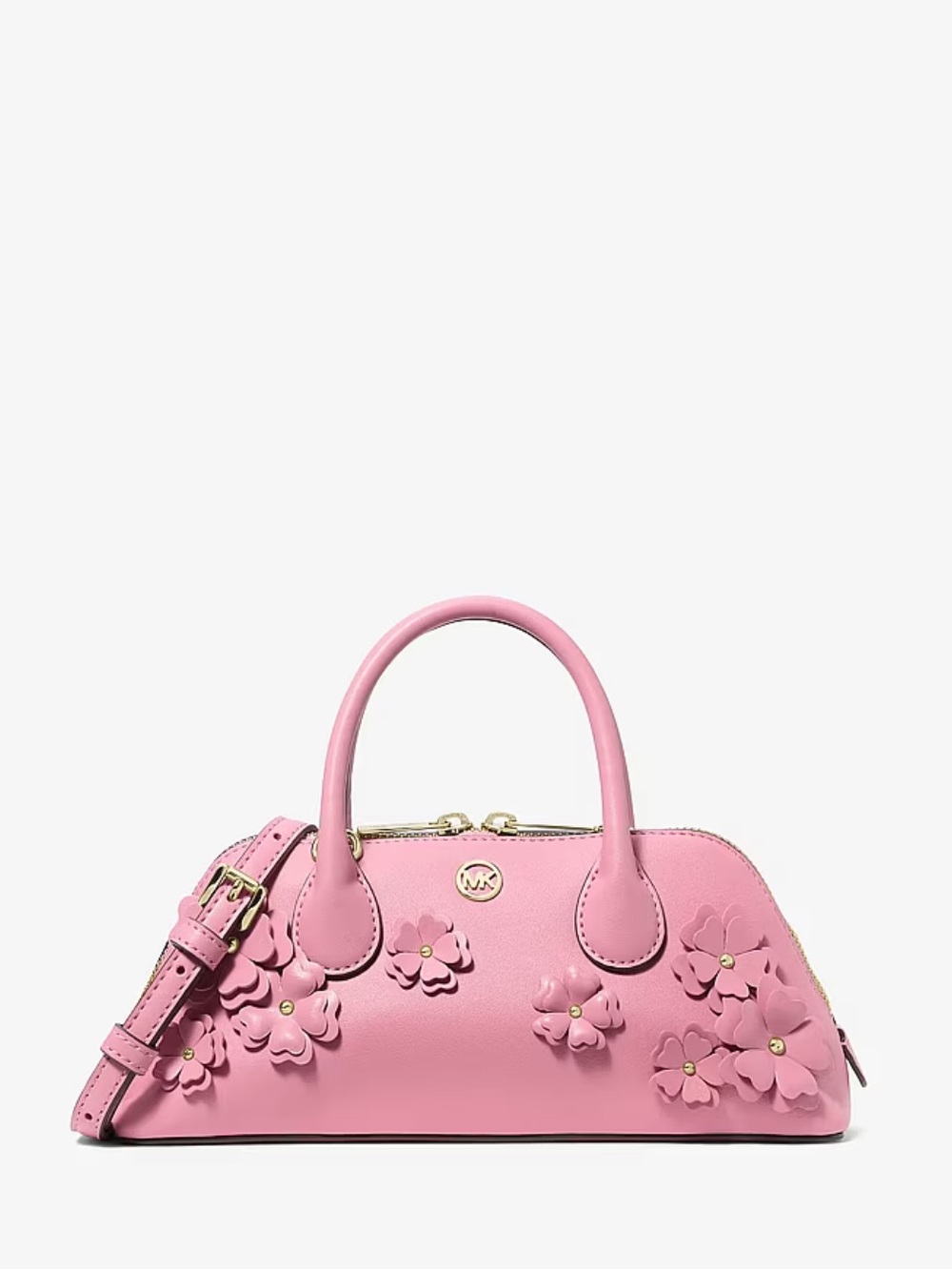 Michael Kors Pink Floral Applique Satchel Handbag Crossbody